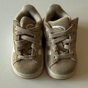 adidas Kids Tan Suede Sneakers with White Stripes